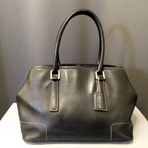 Black Leather Coach Hamptons Tote - Medium
